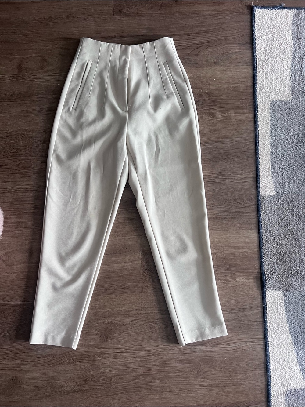 Zara Cream High-Waist Tapered Trousers